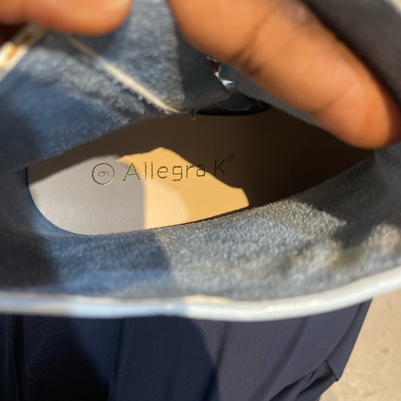 Allegra K Shiny Sky Blue Heeled Boots - Picture 5 of 5